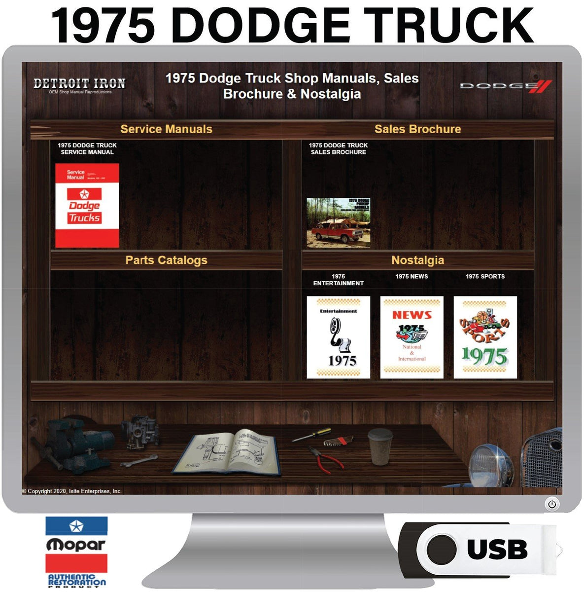 1975 Dodge Truck Shop Manual and Sales Brochure on USB Jackson