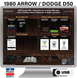 1980 Arrow / D50 Pickup Shop Manuals Parts Book Manuals Sales Literature on USB