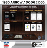 1980 Arrow / D50 Pickup Shop Manuals Parts Book Manuals Sales Literature on USB
