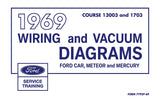 1969 Ford Car Meteor Mercury Wiring & Vacuum Diagrams Manual 11x17 in COMB Bound