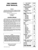 1984 Chevrolet Camaro Shop Manual - Includes 11x26 Wiring Diagrams