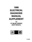 1986 Camaro Shop Manual Chassis Body Electrical Supplement 11x26 Wiring Diagrams