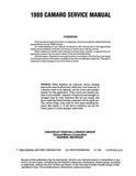 1989 Chevrolet Camaro Service Manual Chassis & Body Electrical Update Supplement