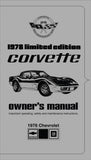 1978 Chevrolet Corvette Limited Edition (Pace Car) Owners Manual