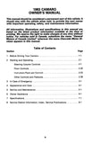 1983 Camaro Owner's Manual