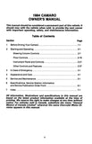 1984 Camaro Owner's Manual