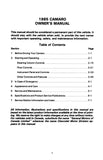 1985 Camaro Owner's Manual