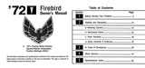 1972 Pontiac Firebird Owner's Manual