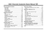2004 Chevrolet Avalanche Owner's Manual - COLOR