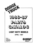 1986 - 1987 Dodge LD Truck, Ramcharger & Van Parts Catalog