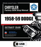 1958-1959 Dodge Shop Manuals, Sales Data & Parts Book on USB