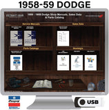 1958-1959 Dodge Shop Manuals, Sales Data & Parts Book on USB