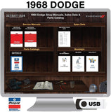 1968 Dodge Shop Manuals, Sales Data & Parts Book on USB