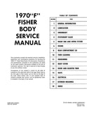 1970 "F" Fisher Body Service Manual - Camaro & Firebird