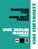 1981 Chevrolet Car & Truck Unit Repair Manual (Overhaul)