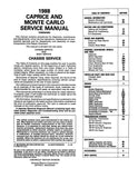 1988 Chevrolet Monte Carlo, Caprice Chassis & Body Service Manual