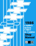 1986 Chevrolet Shop Manual - Includes 11x26 inch Wiring Diagrams