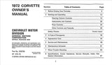 1972 Chevrolet Corvette Owners Manual