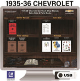 1935-1936 Chevrolet Truck and Car Shop Manuals, Sales Data & Parts Books on USB