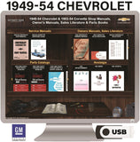 1949-1954 Chevrolet 1953-1954 Corvette Shop Manuals, Sales & Parts Books on USB