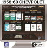 1958-1960 Chevrolet Corvette Shop Manuals Sales Literature & Parts Books on USB