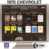 1970 Chevrolet Shop Manuals, Sales Literature & Parts Books on USB