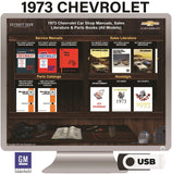 1973 Chevrolet Shop Manuals, Sales Literature & Parts Books on USB