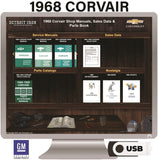 1968 Corvair Shop Manuals, Body Manual, Sales Data & Parts Book on USB