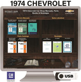 1974 Chevrolet Shop Manuals, Sales Literature & Parts Books on USB