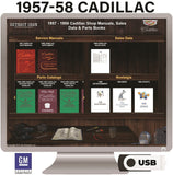 1957-1958 Cadillac Shop Manuals, Sales Data & Parts Books on USB