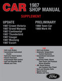 1987 Ford Car Shop Manual Update Supplement