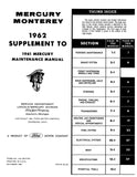 1962 Mercury Monterey Supplment to 1961 Mercury Maintenance Manual