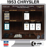 1953 Chrysler Shop Manual, Parts Catalog & Sales Data on USB