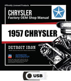 1957 Chrysler Shop Manual, Sales Data & Parts Book on USB