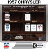1957 Chrysler Shop Manual, Sales Data & Parts Book on USB