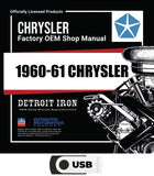 1960-1961 Chrysler Shop Manuals, Sales Data and Parts Book on USB
