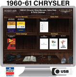 1960-1961 Chrysler Shop Manuals, Sales Data and Parts Book on USB