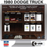 1980 Dodge Truck Shop Manual, Owner Manuals, Sales Brochures & Parts Book on USB
