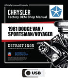 1981 Dodge & Plymouth Van Shop Manuals, Sales Brochures & Parts Book on USB