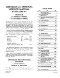 1961 Chrysler Service Manual Supplement