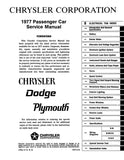 1977 Plymouth / Chrysler / Dodge Chassis, Body & Electrical Service Manual