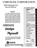 1978 Plymouth / Chrysler / Dodge Chassis, Body & Electrical Shop Manual