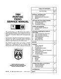 1984 Pontiac Fiero Service Manual