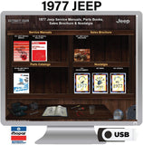 1977 Jeep Shop Manual, Service Bulletins, Parts Book & Sales Brochure on USB