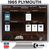 1965 Plymouth Shop Manual, Sales Data & Parts Book on USB