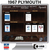 1967 Plymouth Shop Manual, Sales Data & Parts Book on USB