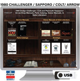 1980 Challenger Colt Sapporo Arrow Shop Manuals Parts Book Owner Manuals on USB