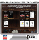 1980 Challenger Colt Sapporo Arrow Shop Manuals Parts Book Owner Manuals on USB