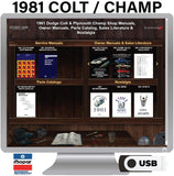 1981 Dodge Colt Plymouth Champ Shop Owner Manuals Parts Book Literature on USB