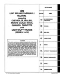 1978 Chevrolet Car & Truck Unit Repair Manual (Licensed Quality Reproduction)